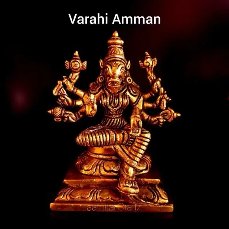 Varahi Amman / Sri Agnya Chakreswari Statue Brass Antique Finish - image 1