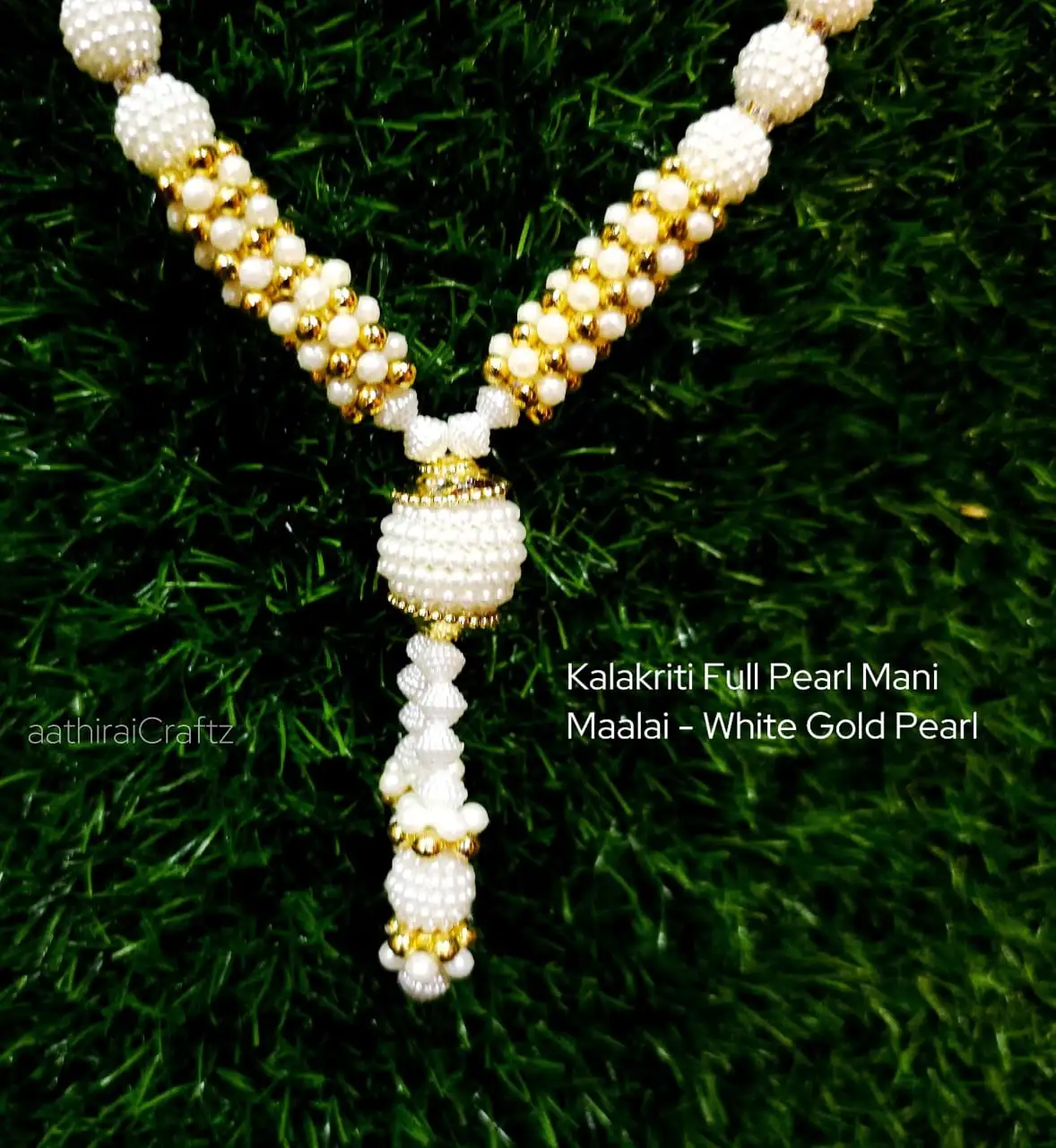 Kalakriti Full Pearl Mani Maalai -White Gold Pearl - image 2