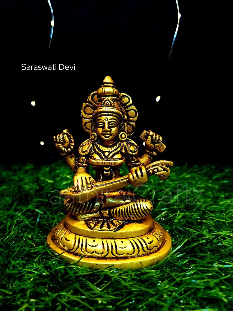 Saraswati Devi/ Saraswathi Devi
Brass Antique Finish - image 1