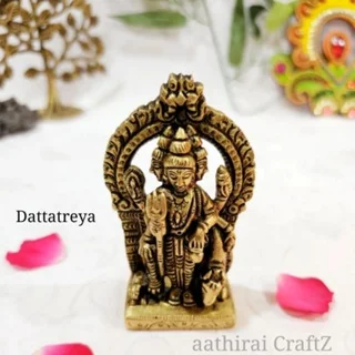 Lord Dattatreya Statue Brass Antique Finish Dattatreyar Brass Sculpture - image 2
